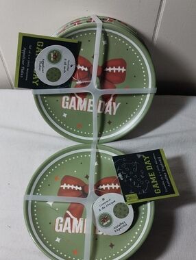 Game Day Melamine Football Appetizer Plates - 2 sets of 6 - Total Of 12 NEW